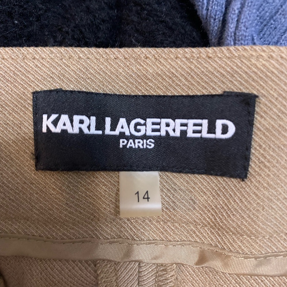 Karl Lagerfeld Tan Trousers size 14 classic fit quiet luxury neutral - Picture 6 of 6